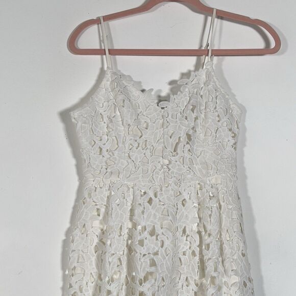 Endless Rose Crotchet Floral Lace Spaghetti Strap Midi Dress Womens Sz S White - Picture 3 of 11